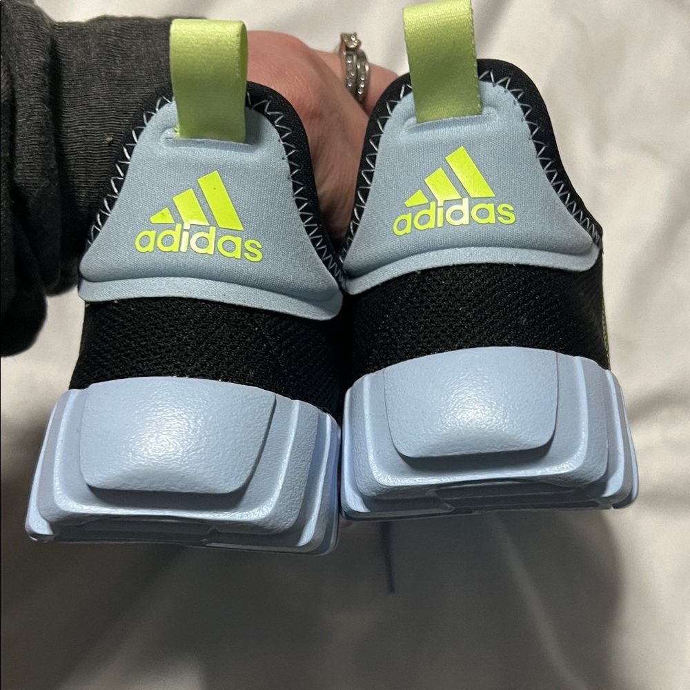 Adidas Kids Sneakers Black with Pink and Green Kaptir Flow K size 5 - Picture 3 of 12